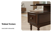 Vintage Look dual-level Rolling Side Table Space-Saving Mobile Storage Sturdy Construction Household Furniture Easy to Clean for Homeowners, Apartment Dwellers, Office Workers, Living Room, Bedroom, Small Spaces, Study