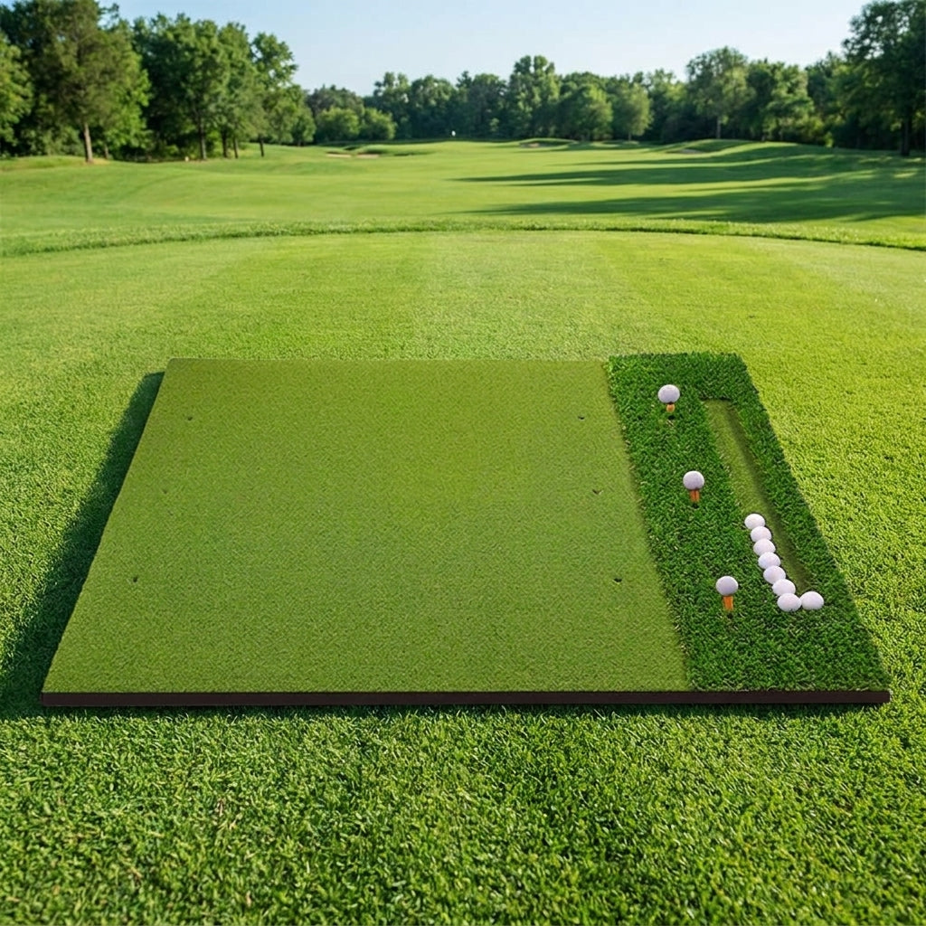 Golf Mat for Home Simulator, Indoor Outdoor Practice, 10mm EVA Artificial Turf Hitting Mat, Multi-color with Ball Holder