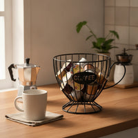 Coffee Pod Holder with Handle Compact Coffee Pod Holder Coffee Capsule Organizer Wide Mouth Wire Basket with Handle Sturdy