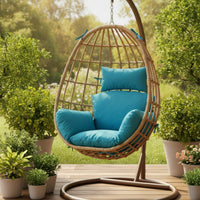 Padded Egg Chair Cushion with Headrest Soft Hanging Basket Chair Cushion Comfortable Ergonomic for Backyard
