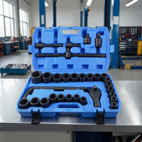 30 Pieces Socket Wrench Set with Case Heavy-Duty Socket Wrench Kit Metric Mechanics Tool Kit with Case for Professionals, Home Improvement Hobbyists