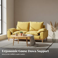 Nordic Design 3-Seater Wooden Frame Sofa Modern Minimalist aesthetic 3-Seater Deep-Seat Settee Removable and cleanable Cover Couch Easy to Clean for Apartment Dwellers, Families, Homeowners, Home, Lounge Area, Office