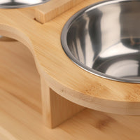 Pet Bowl Stand with Stainless Steel Bowls Tilted Raised Cat Feeder Dishwasher Pet Feeder with Bowls for Cats, Small Dogs, Indoor
