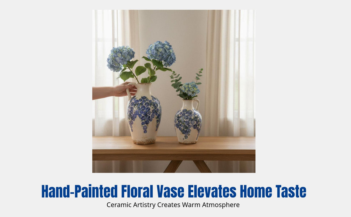 Ceramic Vase, Vintage Navy & Cream Porcelain, Crackle Glaze, Home Decor, Hydroponic Flower Holder