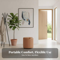 Multi-Functional Low Round Stool Comfortable padding Round Padded Footrest Modern Design Footstool space-saving Size for Apartment Dwellers, Interior Designers, Entrance, Entryway, Living Room, Bedroom