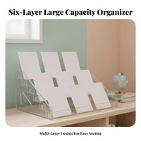 Acrylic Card Display Stand Space-Saving Clear Greeting Card Rack Easy Access Multi-Tier Flashcard Holder for Children, Desktop, Classroom, Home School