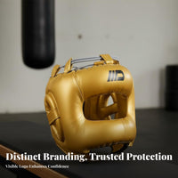 Long-Lasting PU Leather MMA Training Headgear Wide Field of View MMA Training Helmet Shock-Absorbing Padding Boxing Headgear Adjustable Fit for Boxers, Combat Artists, Adults, Kickboxing, Muay Thai, Gym
