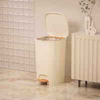Step Trash Can Handsno-Touch Trash Can with Lid Pedal Bin Easy to Clean Wastebasket Modern for Bathroom, Bedroom