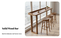 Solid Wood Bar Elevated Edge Solid Wood High Top Table Minimalist Interior Design Furniture for Homeowners, Business Owners, Balcony, Cafe