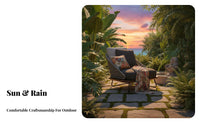 4 Pieces Rattan design 4-Piece Woven Loveseat and Chair collection Weather withstandant 4-Piece Seating Arrangement Includes upholstered pads Outdoor Furniture Modern Design for Families, Homeowners, Adults, Garden, Balcony, rearyard, waterside
