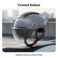 Helmet 3C Certified Motorcycle Half Helmet with Visor Four-Season Guarding Headwear for Women, Commuters, Summer Riding