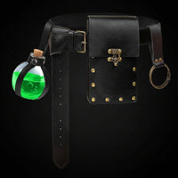 Belt Pouch with Potion Bottle Witchy Gothic Belt with Bottle Faux Leather Accessory for Costume Parties