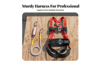5-Point Fall Arrest Harness High-Strength Polyester Full Body Harness Heavy-Duty Alloy Steel Buckles Personal Guarding Equipment for Roofers