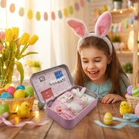 Easter Bunny Tin Box Toy Gift Boxed Cuddly Bunny Doll in a Box Portable Design Miniature Bunny Doll for Children, Collectors, Playroom, Nursery