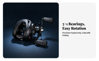 Star Drag Black Baitcasting Reel T-Shaped Line Outlet Saltwater Baitcaster Foam Grip Deep Spool Reel Compact