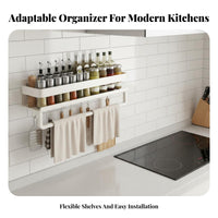 Drillwithout Drilling Installation Wall-Mounted Seasoning Rack Multi-Functional Seasoning Rack Multifunctional Kitchen Organizer Easy to Clean for Homeowners, Home Cooks, Families, over Countertop, Pantry, Cabinet