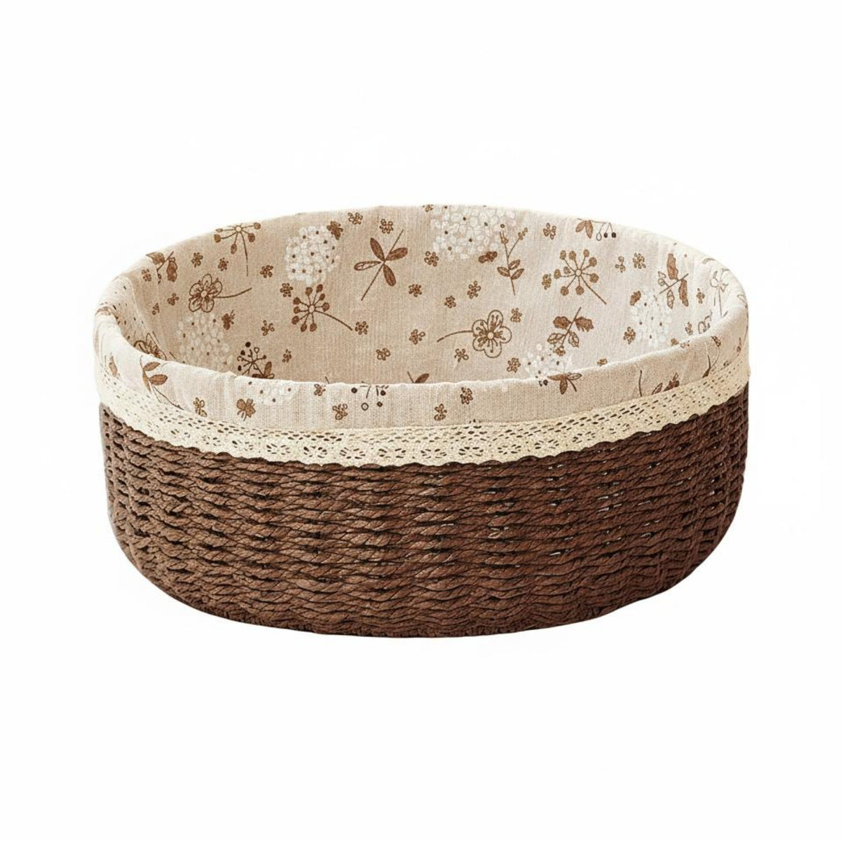 Handled countertop basket Woven Design Storage organizer Space-Saving for Coffee Table