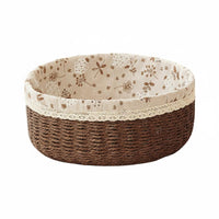 Handled countertop basket Woven Design Storage organizer Space-Saving for Coffee Table