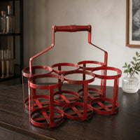 Beer Carrier Metal 6 Cup Drink Holder with Handle 6 Bottle Rack for Hosts