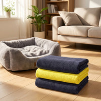 2 Pack Dog Towel and Microfibre Towel, Super Absorbent Dog Towel for Bathing, Thickened Yellow and Gray Pet Drying Microfiber for Small Animals