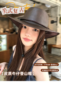 美式复古西部牛仔帽女春夏季新款户外骑马旅行遮阳防晒帽子登山帽
