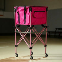 Portable Folding Ball Cart Foldable Ball Hopper Convenient Sports Equipment Heavy-Duty for Coaches