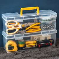 Compartment Storage Box, Craft Storage Organizer with Handle, Stackable Translucent Bead Storage for Building Blocks, Screws & Parts