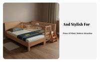 Beech Wood children's Bed Seamless Splicing Solid Wood Bed Extension Rounded Corners Wooden Crib for Infants, Young Children, Bedroom, Home