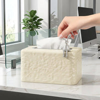 Tissue Box for Modern Minimalist Bedroom Decor, Textured Metallic Tissue Box Holder for Bathroom Decor, Rectangular Napkin Holder, Paper Holder
