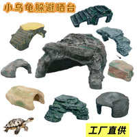 Reptile Hide Cave with Basking Platform for Turtle Tank