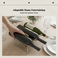 Tabletop Wine Rack Holds 3 Bottles Bottle Holder Clear Look Modern Style for Homeowners, Gift Givers, Pantry, Basement, Man Cave