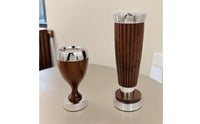 Walnut Wood Candle Holder Stainless Steel and Walnut and Metal Candlestick Polished Finish Candle Holder