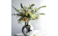 Ceramic Vase Silver Vase with Narrow Neck Lustrous Flower Holder for Entryway