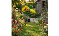 Imitation Silk Flowers Solar Bloom Stake Light Stainless Steel Solar Bloom Garden Stake Light