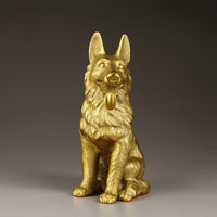 Brass Canine Figurine Lustrous Brass Wolf Figurine Realistic Miniature Animal Display Piece for Collectors, Art Lovers, Desk