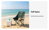 Padded High-Back Camp Chair Quick Fold Design Collapsible High-Back Chair Lightweight Camping Seat Long-Lasting for Beachgoers, Backpackers, Fishing, Picnic, Hiking, Backyard