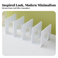 Transparent Design Bookend with Pen Holder Space-Saving Multi-Functional Bookend Minimalist and design Book Stand Large Capacity for Students, educators, Desk, Study Room