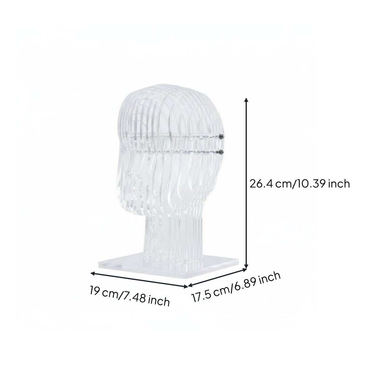 Hollow Head Headphone Storage Space Saving Transparent Head Bust Stand