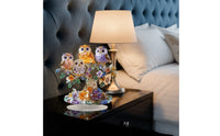 Acrylic Ornament with Owl Design Multicolor Owl Tabletop Ornament Desktop Plaque with Base Translucent 2D for Bird Lovers, Desk