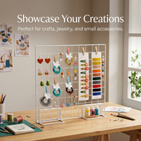 Wire Grid Display Panel for Photos, Tabletop Art Display Stand, Grid Display Rack for Home, Hanging Picture Wall for Dorm