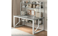 Modern Design Study Table with Bookshelf Spacious Desktop Integrated Desk and Bookcase for Students, Bedroom
