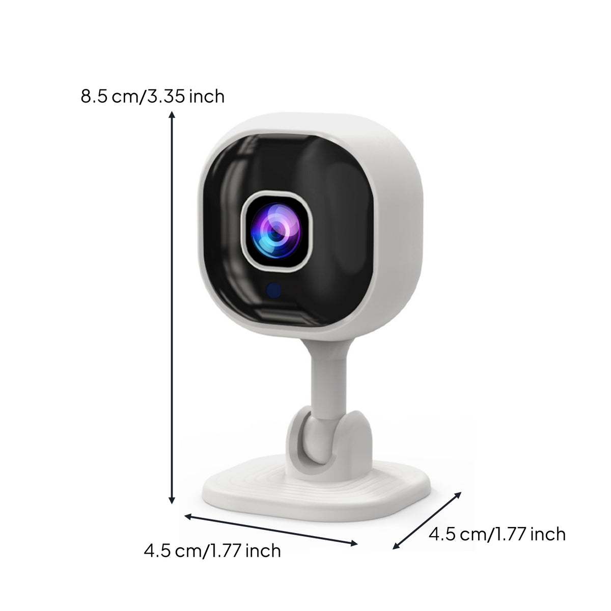Compact Security Camera with Mounting Plate Smart Pan and Tilt Camera Wireless Tabletop for Caregivers, Parents, Pet Owners, Home Monitoring