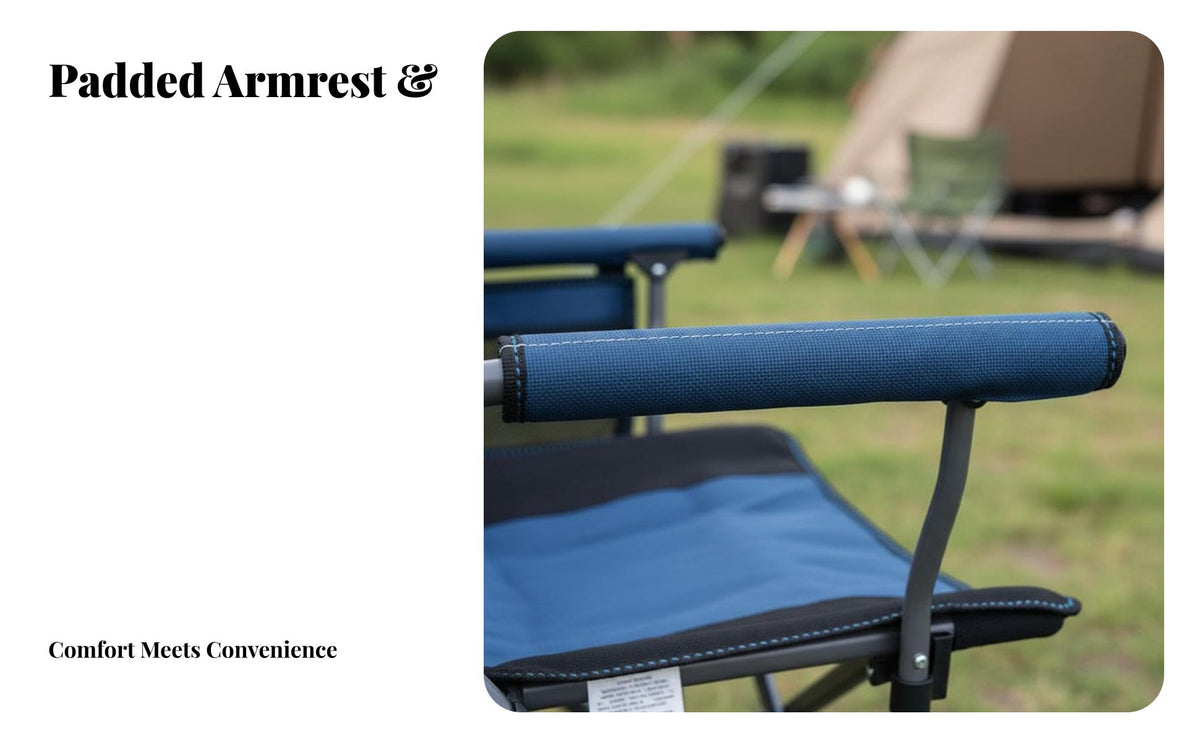 Side Storage Pocket Folding Camping Chair Foldable Padded Outdoor Folding Chair 600D Oxford Material Collapsible Fishing Seat Anti-Slip Feet for Beachgoers, Backpackers, Barbecue, Picnic, Backyard, Tailgating