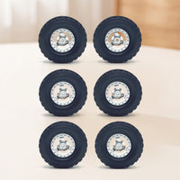 6 Pieces 1:12 1:16 RC Wheel and Tire Set Rugged Surface Design RC Wheels with Metal Hubs Rough-Terrain