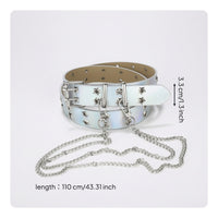 Streetwear Studded Belt with Chain Goth Punk Belt with Chain Rock Metal for Everyday Wear