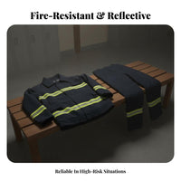 5 Pieces 02 Design Firefighter Suit Fire Resistant 5 Piece Firefighter Uniform Set Sturdy Retardant Assistance Suit for Firefighting, Accident Sites