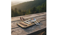 Lightweight Titanium Cutlery Set Compact Camping Cutlery Kit Sturdy Portable Flatware with Pouch Ultralightweight for Campers, Backpackers, Travelers, Hiking, Picnic