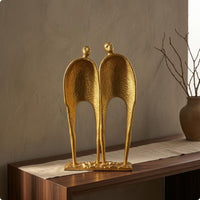 Abstract Couple Figurine Textured Abstract Figurine Tabletop Cast Iron Couple Statue for Table, Display