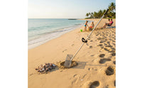 Rust Resistant Beach Treasure Rake Multifunctional Shark Tooth Sifter Easy Assembly Stainless Steel Sand Sieve Wide Coverage for Beachcombers, Seashore