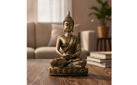 Seated Buddha Figurine Zen Seated Buddha Statue with Headdress Meditation Feng Shui for Shelf, Desk